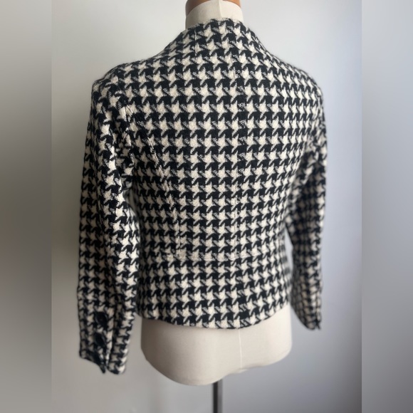 Magaschoni Wool Y2k Houndstooth Black & White Blazer Jacket Buttons Lined Small - Picture 4 of 10